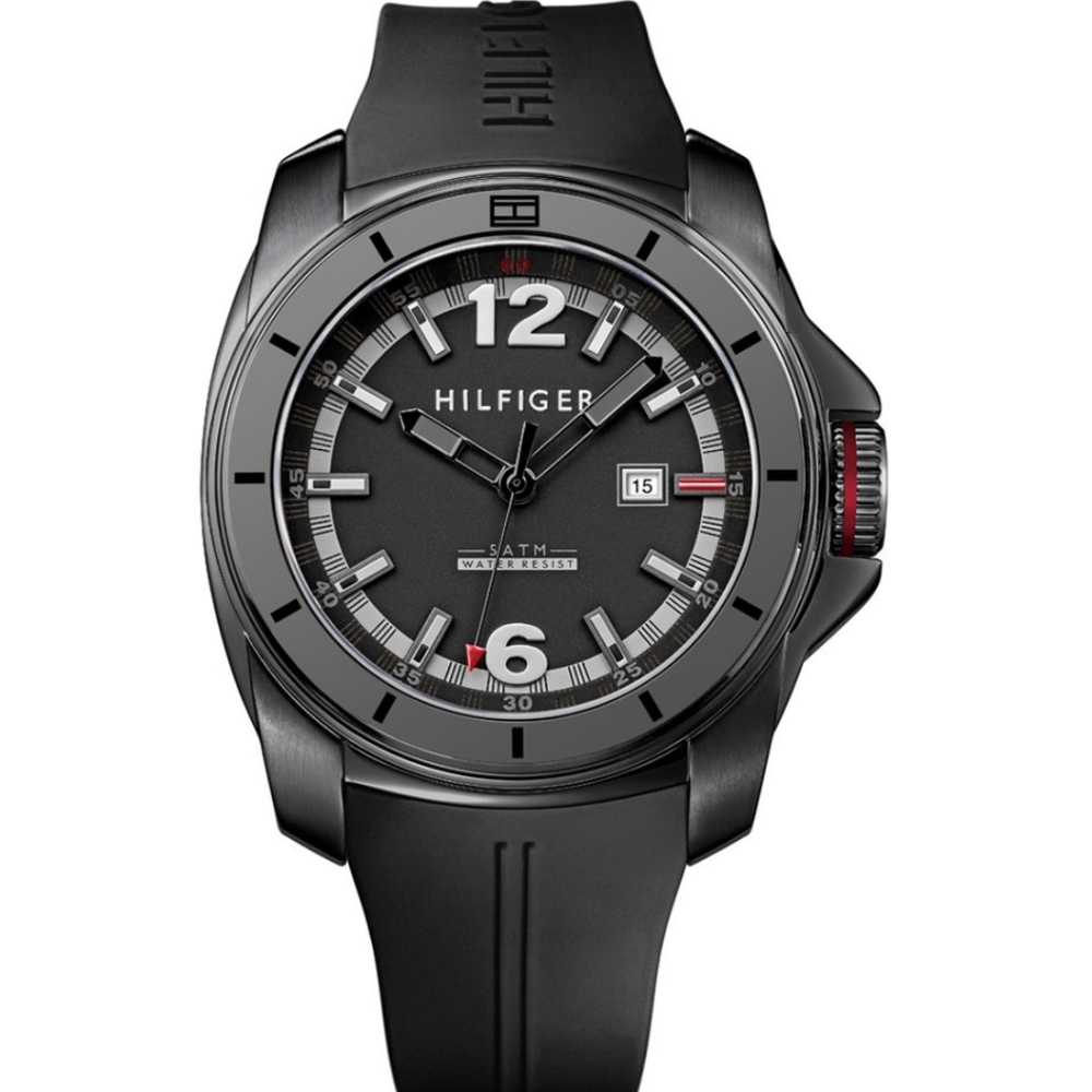 TOMMY HILFIGER Men's Black Dial Black Rubber Strap Quartz Watch